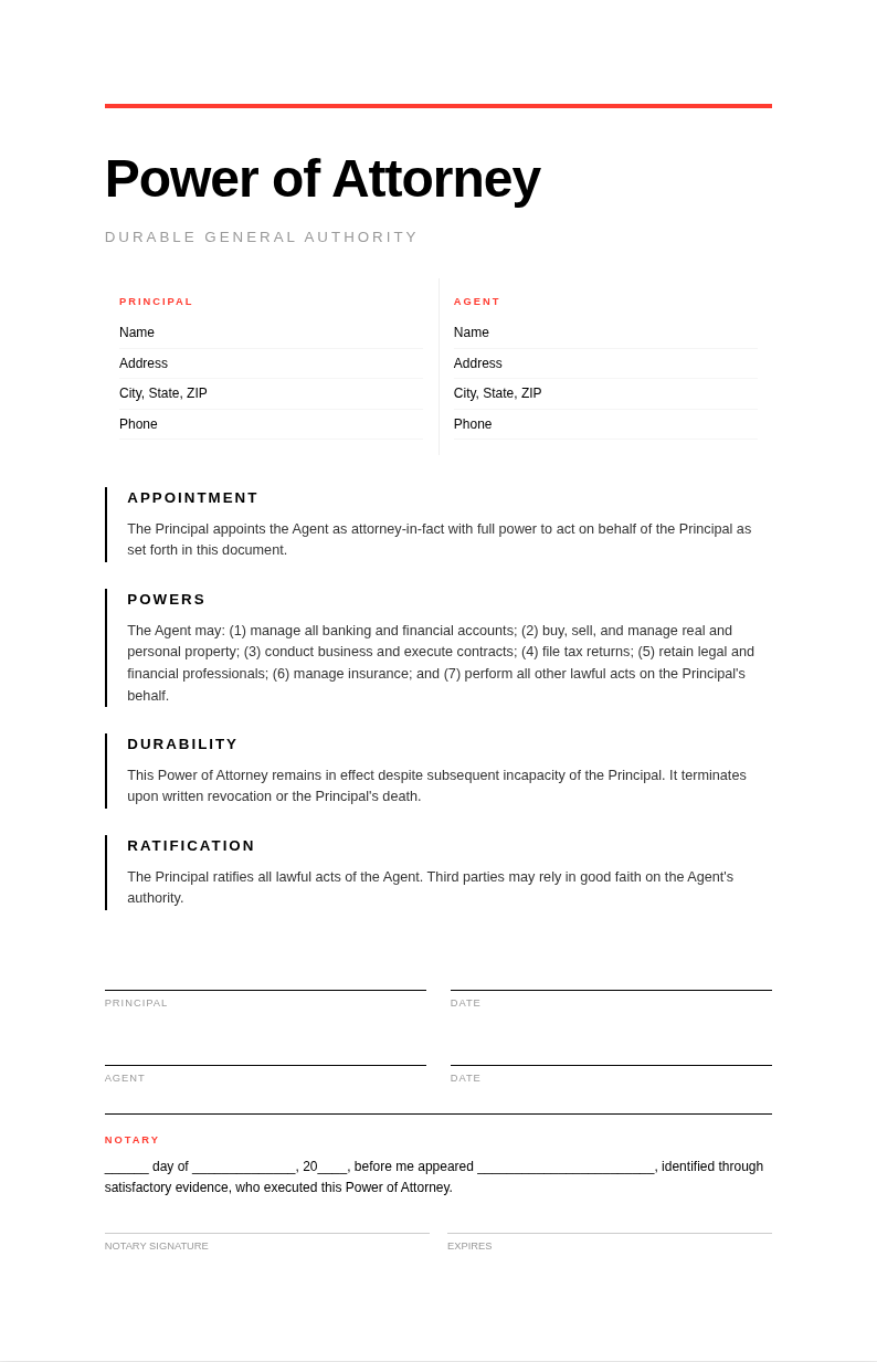 Swiss Precision Power of Attorney